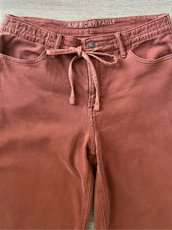 American Eagle Dreamy Drape Stretch Low Rise Ultra Wide Leg Pants 2 Dark Rust - Image 7