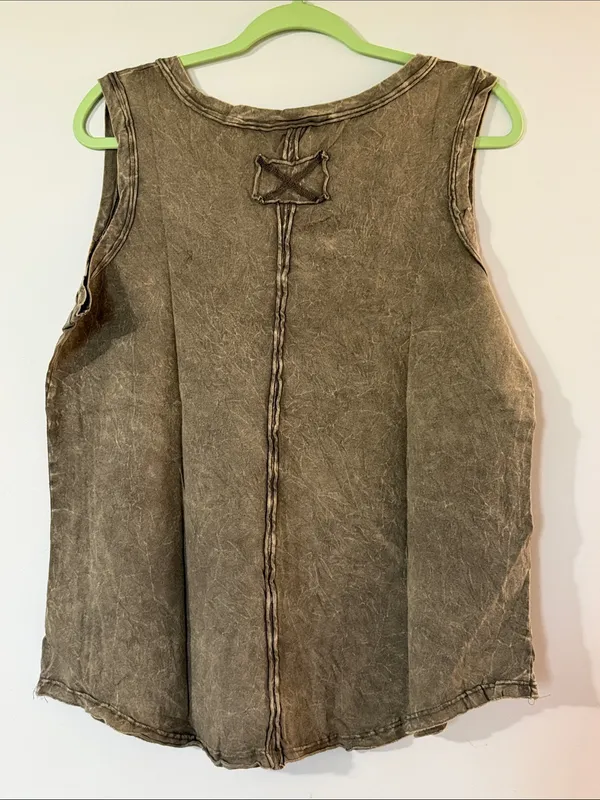 Zenana NWOT Outfitters Washed Mocha V-Neck Sleeveless Tank - Image 5