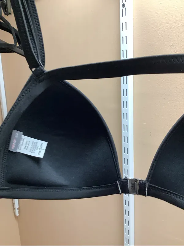 Aerie Size Small Black Padded Front-Closure Bikini with Strappy Back Detail,Used - Image 3