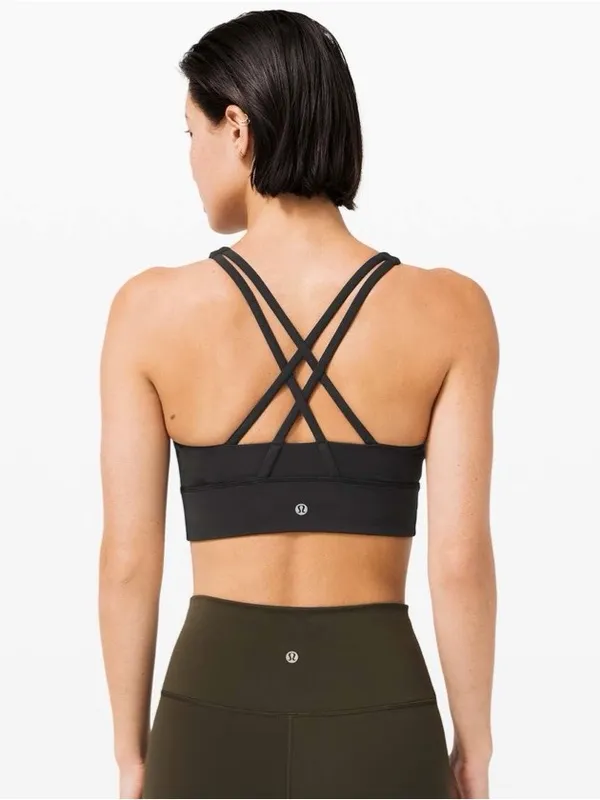 Lululemon Energy Bra High Neck Long Line *Tough, Black, Size 4 - Image 3