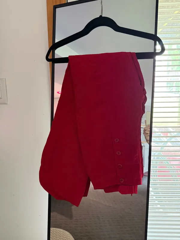 High-Rise Wide-Leg Pants in Red - Image 3