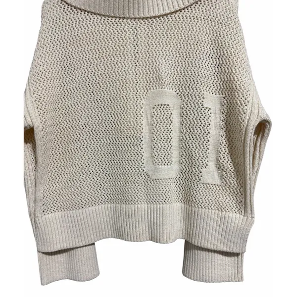 Anthropologie Daily Practice Half-Zip‎ Oversized Pullover Sweater Cream Medium - Image 6