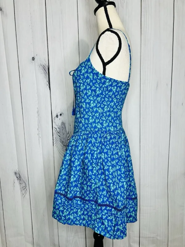 Roller Rabbit x Target Sz XS Blue Green Lobster Print Mini Dress Smocked Back - Image 6