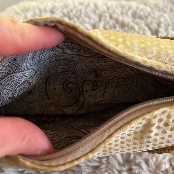 Vintage Unique Gold Beaded Embellished Fortune Cookie Mini Handbag - Image 6
