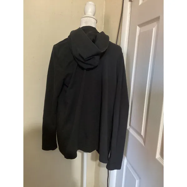 purejill Black Hooded Cardigan Open Front Lightweight Cotton Modal Spandex M - Image 4