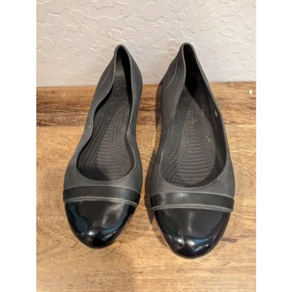 CROCS Patent Cap Toe Slip-On Flats Ballet Shoes black‎ Size 9 Women’s - Image 4
