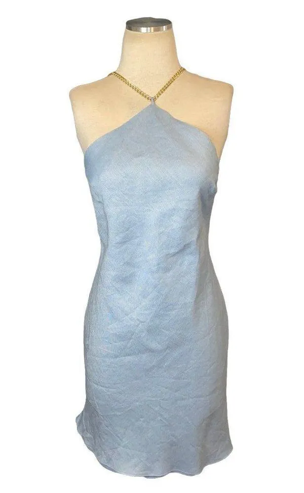 Amanda Uprichard REVOLVE Claudia X Back Chain Dress in Sky Blue Large New - Image 4