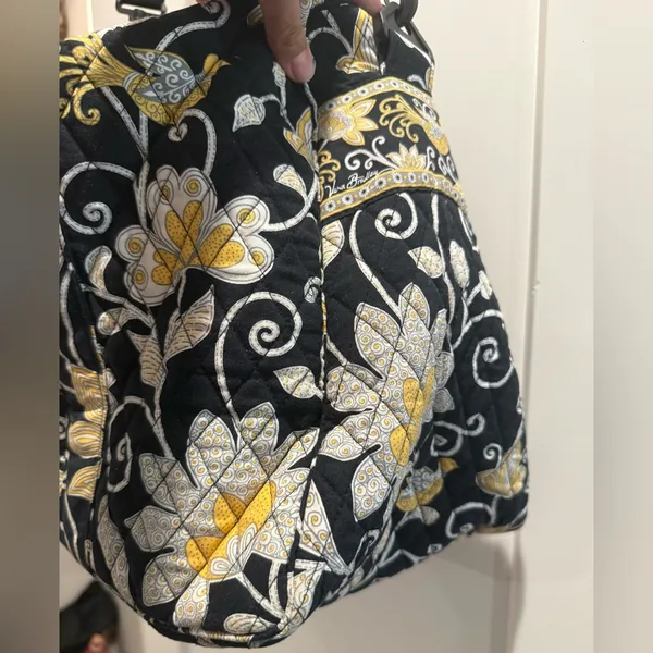 Vera Bradley Floral Black and Yellow Tote Travel‎ Bag - Image 5