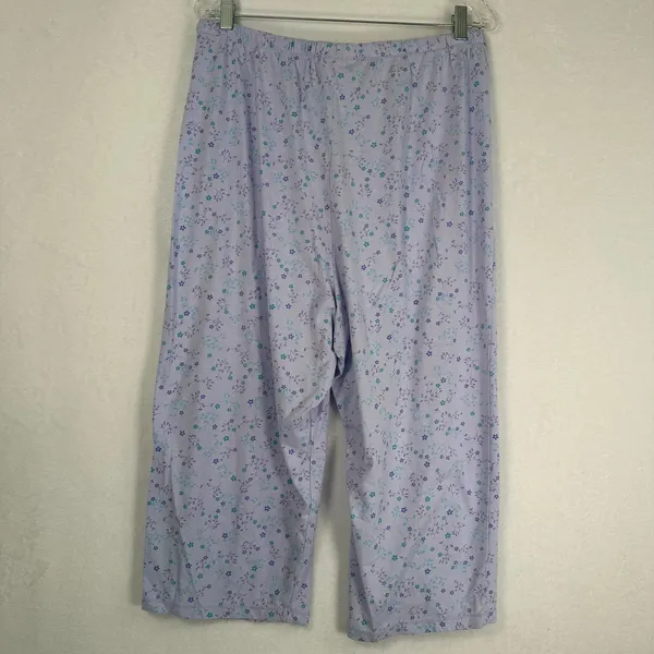 Croft & Barrow Purple Floral Pajama Set XXL Short Sleeve Top Crop Pants 2pc - Image 7