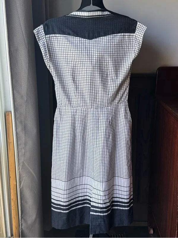 Handmade Classic Black & White Check Collared Day Dress - Image 2