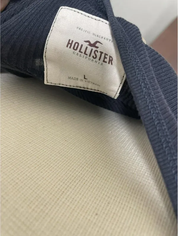 Y2K Hollister Navy Blue Stretch L Ribbed Scoop Tank Top - Image 2