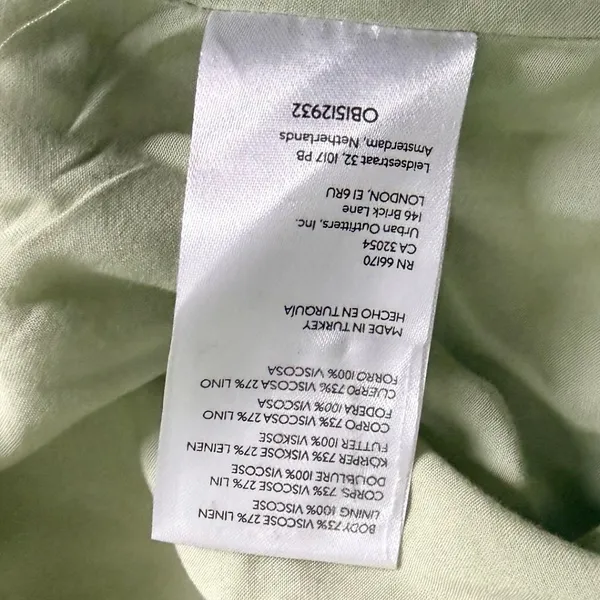 Anthropologie Sage Green Linen Blend Twist Front Midi‎ Dress US 8 UK 12 EU 40 - Image 8