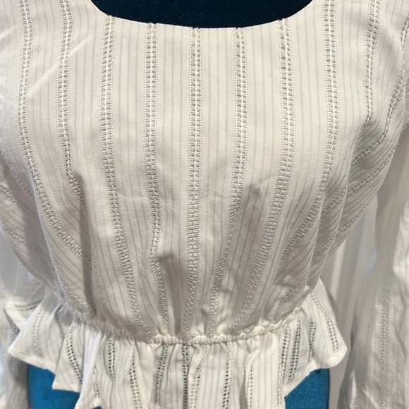 The Fifth Label XS White‎ Striped Peplum Top | Romantic | Lined - Image 3