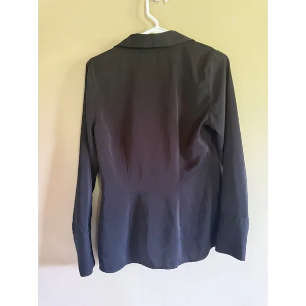 Abercrombie & Fitch Womens Black Long Sleeve Notched Collar Blouse Small - Image 3