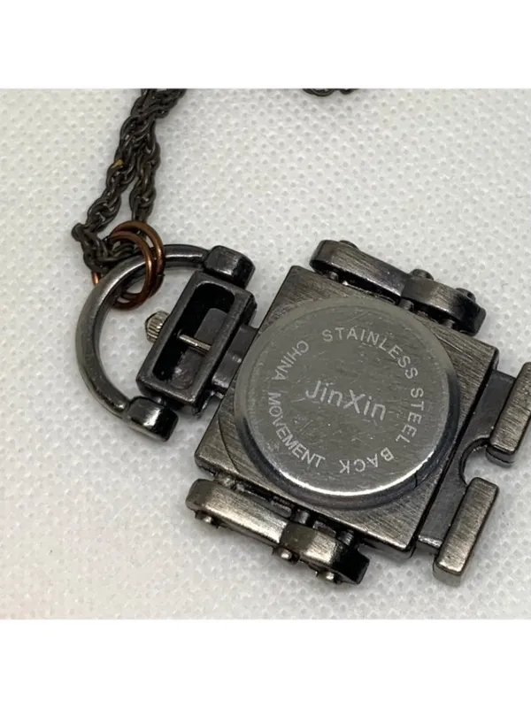 JinXin Robot pendant pocket watch necklace toned 32mm quartz analog running - Image 4