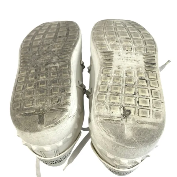 Valentino Garavani Rockstud Women's White Lace Up Low Top Leather Sneakers Sz 9 - Image 4