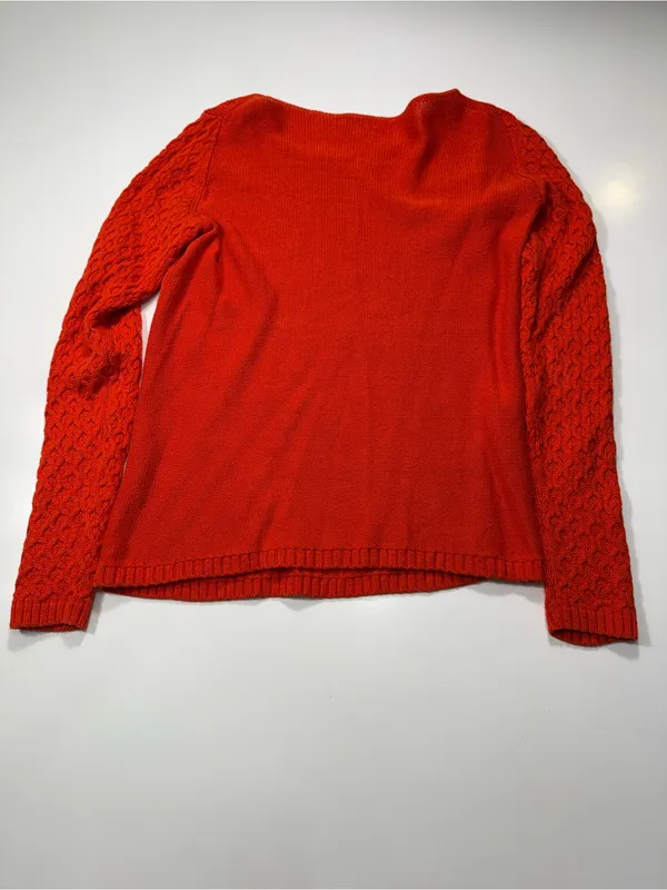 J. Crew 100% Cotton Orange Cable Knit Crewneck Sweater - Image 5