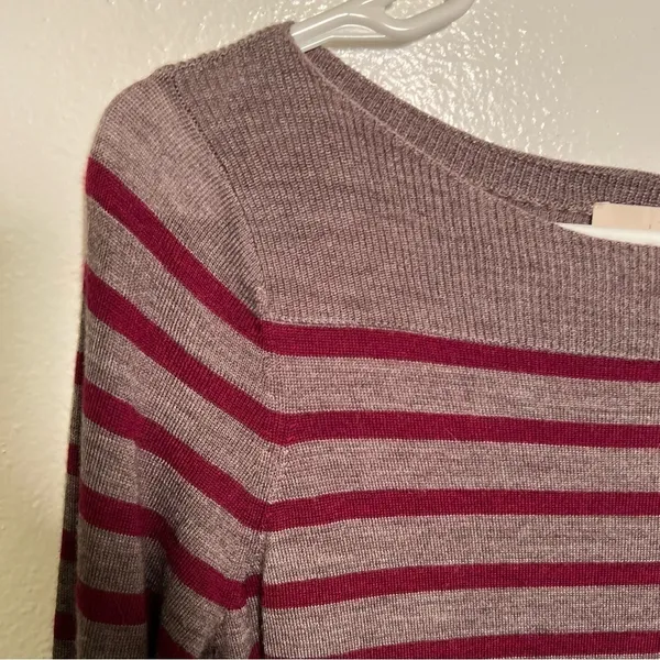 Loft‎ Boatneck Tunic Sweater Brown PInk Stripes - Image 5