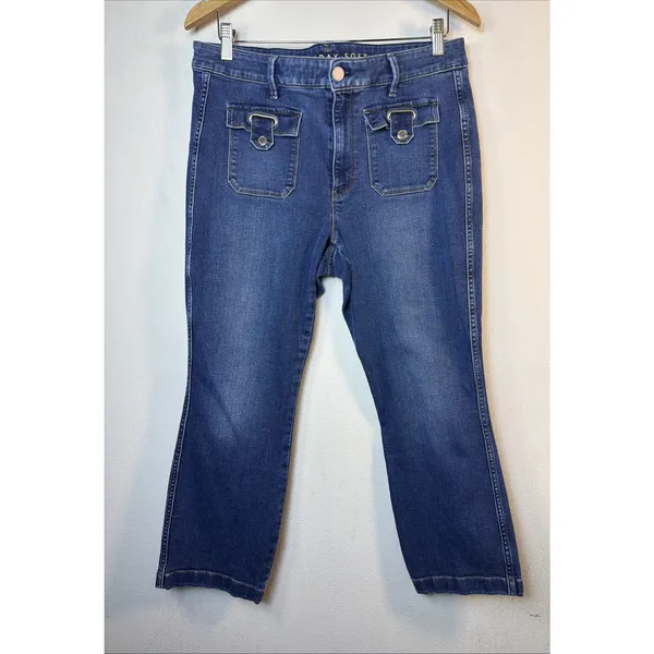 White House Black Market Novelty Pocket Boot Crop Jeans 12 bohemian y2k retro - Image 2