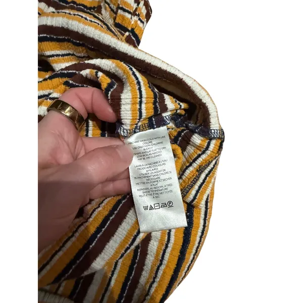Pilcro Anthropologie Striped Ribbed High Neck Tank Top Mustard Brown White M - Image 4