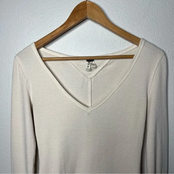 Free People We The Free Cream Waffle Knit Art School Cuff Long Sleeve Thermal - Image 4