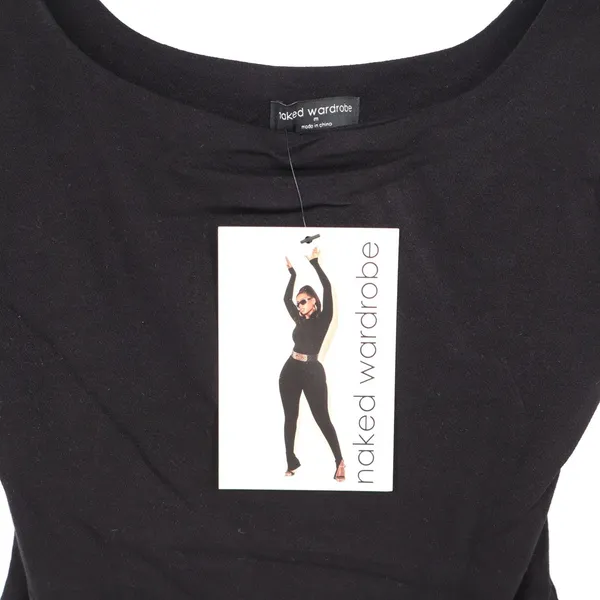 Naked Wardrobe Womens Black Scoop Neck Sleeveless Thong Bodysuit M - Image 5