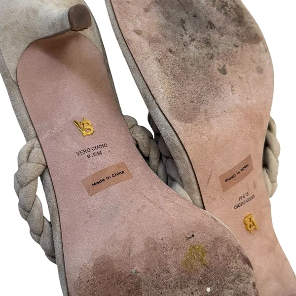 Veronica Beard Marissa Sand‎ Suede Square Toe Thong Sandal Braided Summer 9.5 - Image 12