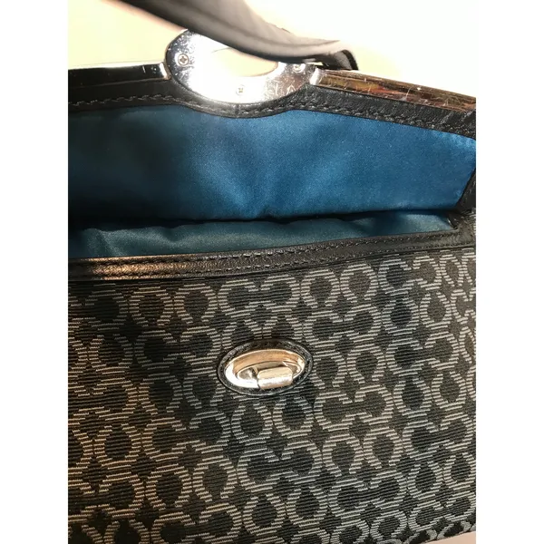 Coach Madison Madeline East/West Satchel Black/Gray Sig Jacquard EUC - Image 7