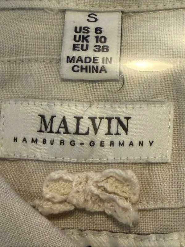 Malvin Beige Linen Midi Dress Women’s Size S Sleeveless Collared Neutral Coastal - Image 11