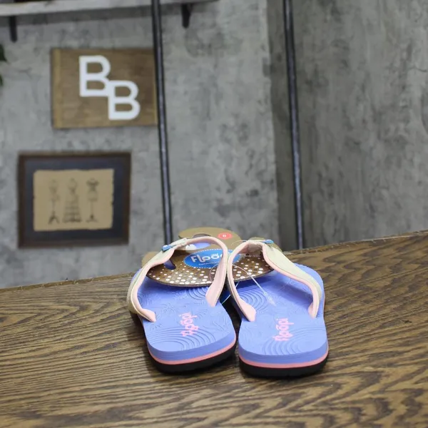 NWT Floopi Women Durable EVA Floral Textured Flip Flops Blue 6M - Image 8
