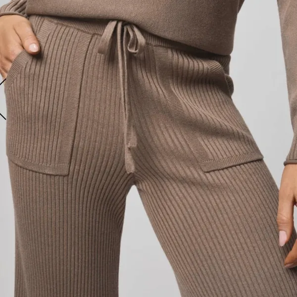 NWT Splendid Georgie Cashblend Cashmere Rib Lounge Pant Cedar Brown S - Image 3