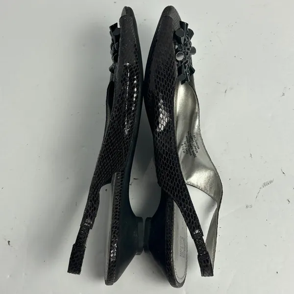 Anne Klein iFlex AK Junior Brown Snakeskin Slingback Kitten Heels Peep Toe 8.5 M - Image 5