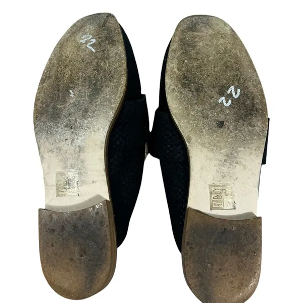 Free People At Ease Snakeskin Embossed Loafer Mules Black Boho Chic Size 37 - Image 5