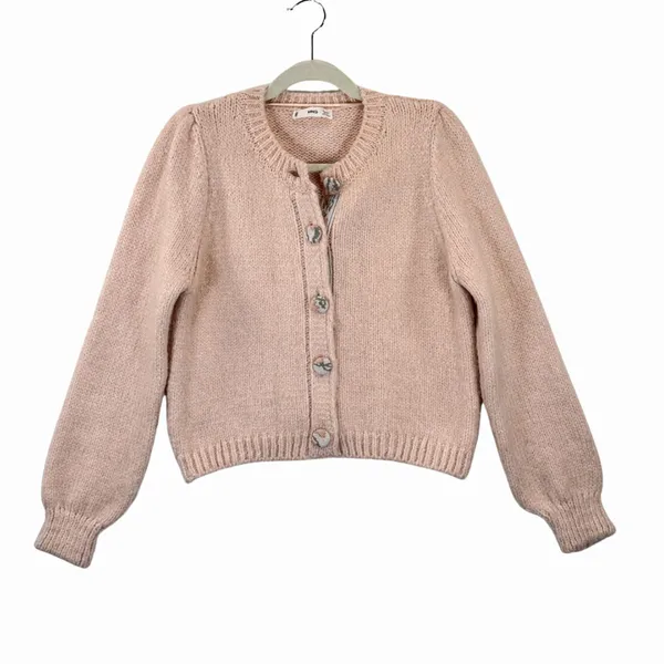 MANGO Womens Cardigan Pink Mathilda Alpaca Chunky Knit Sweater Grandma Small - Image 2