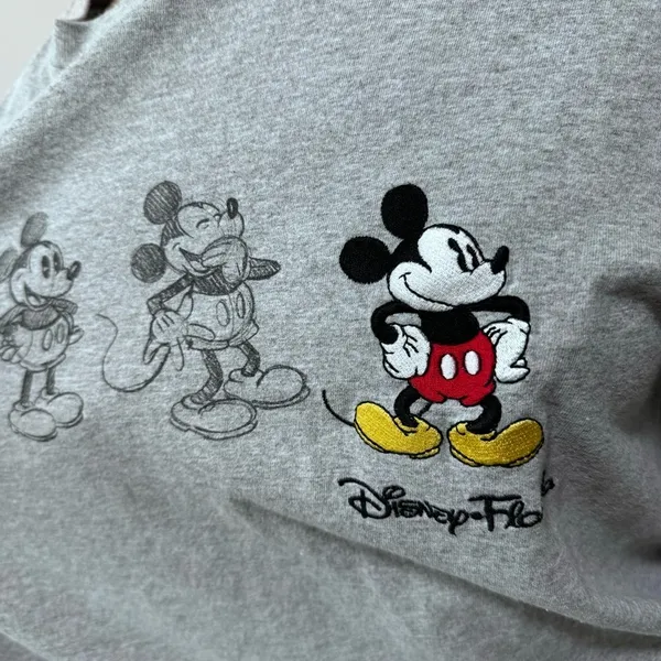 Disney World Florida Mickey Mouse Gray Embroidered T-shirt Unisex XL Sketch - Image 4