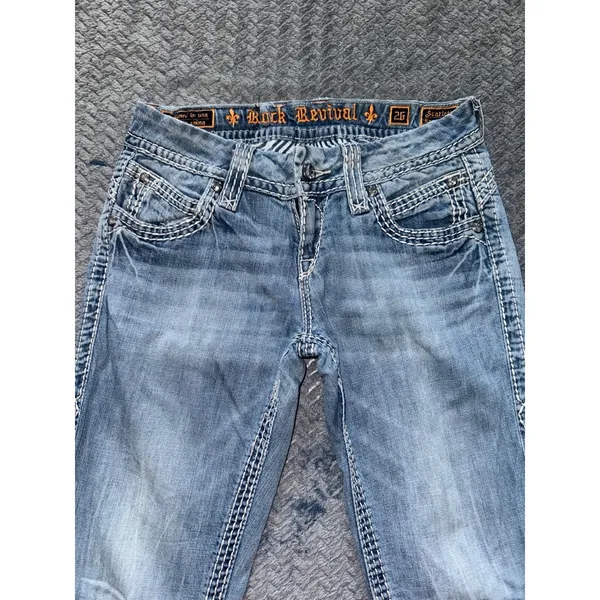 Rock Revival Jeans‎ Womens Blue Scarlett Easy Crop Wash Denim Size 26 - Image 2