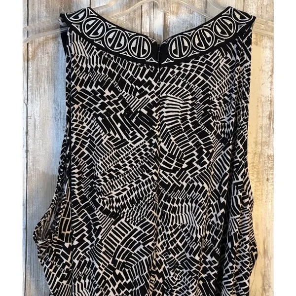 Rafaella Black White‎ Abstract Print Sleeveless Jumpsuit Size Large - Image 7