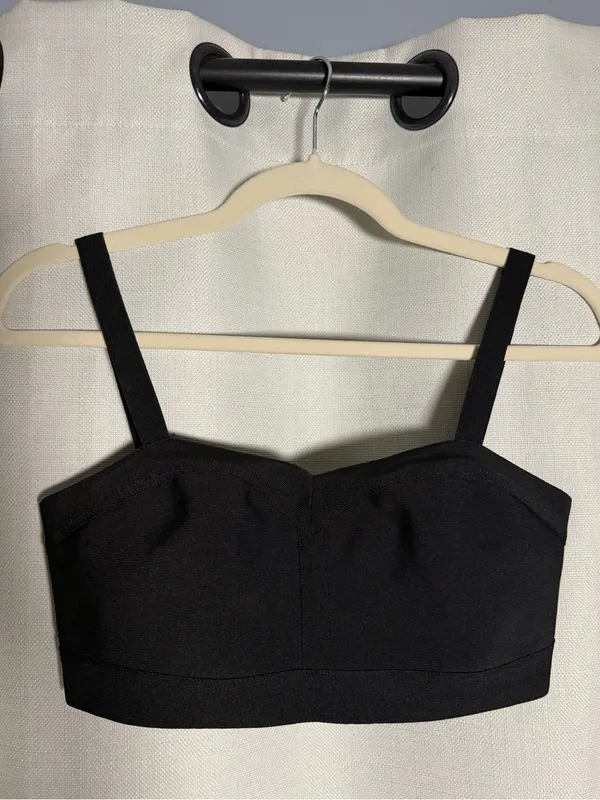Superdown from Revolve Emilia Black Crop Bandage Bra Top Size Medium - Image 3