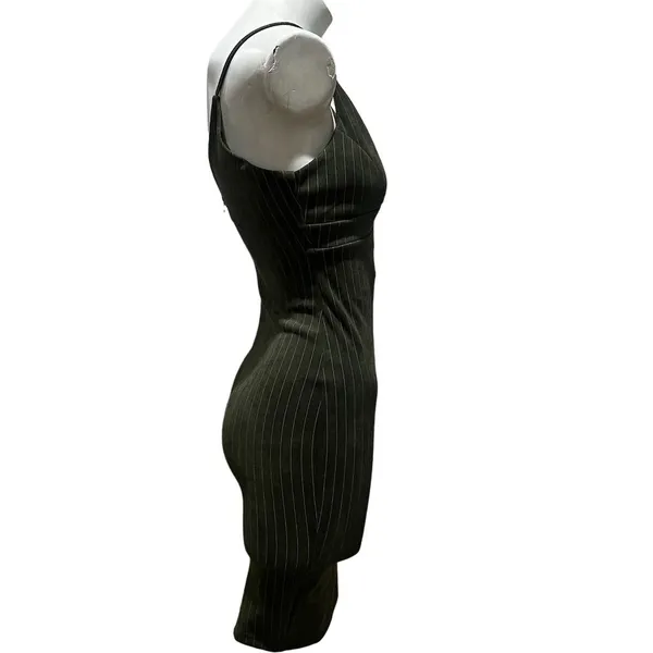 French Kiss Black Striped Mini Dress S Sleeveless V-Neck Party/Cocktail Summer - Image 4