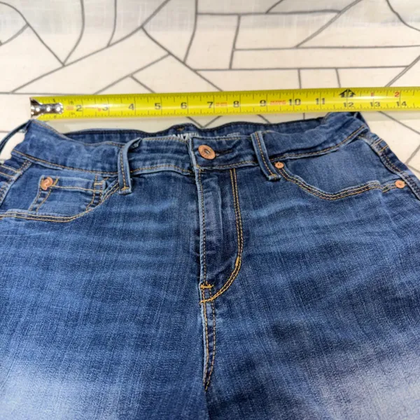 Denizen Levi's High Rise Shorts 4 Blue‎ Cuffed Raw Hem Stretch Denim Jean Shorts - Image 2
