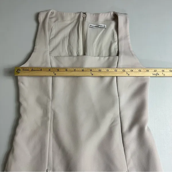 Abercrombie & Fitch Classic Square Neckline Mini Dress in Beige Size Small - Image 7