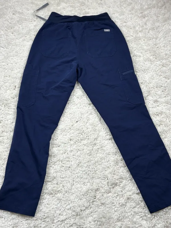 FIGS Yola Skinny Scrub Pants Women’s XS Navy Blue Yoga Waist Medical Cargo - Image 6