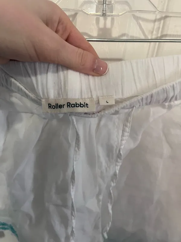 Roller Rabbit Pajama Bottoms White/Blue Size Large - Image 2