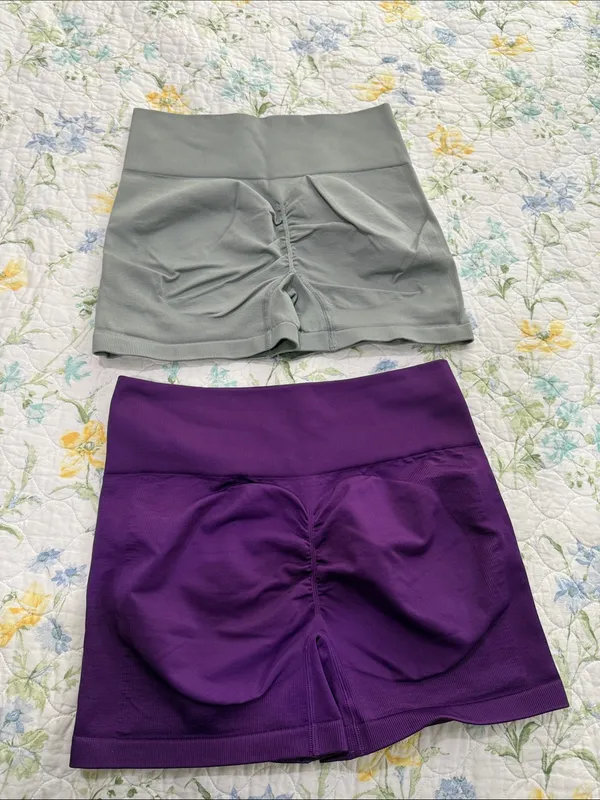 2 High-Waist Purple Seamless Sculpting Shorts — Women's Active - Image 2