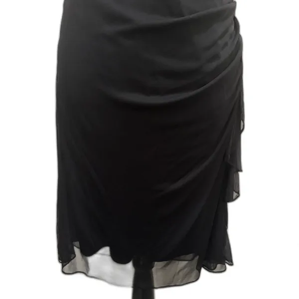 Betsy & Adam Vintage Y2K Black Ruched Rhinestone Midi Homecoming Dress Modern 6‎ - Image 3