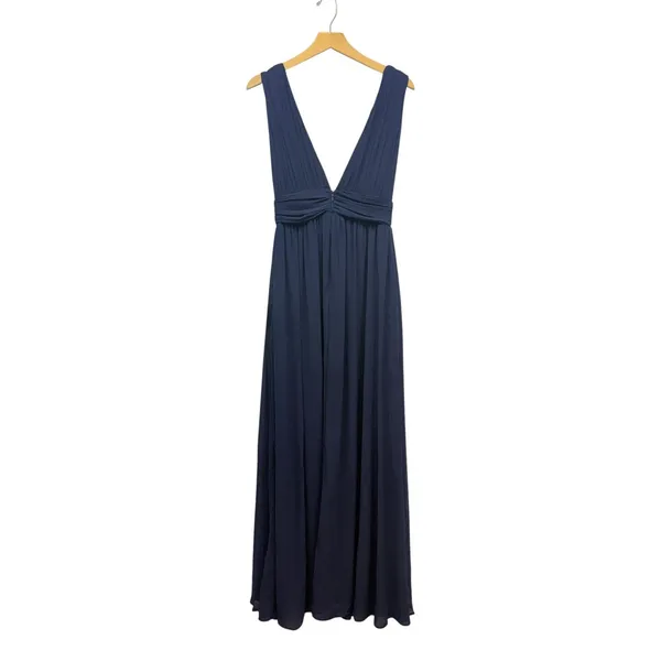Lulus Heavenly Hues Navy Blue Chiffon Pleated Maxi Dress size Small NWT - Image 3
