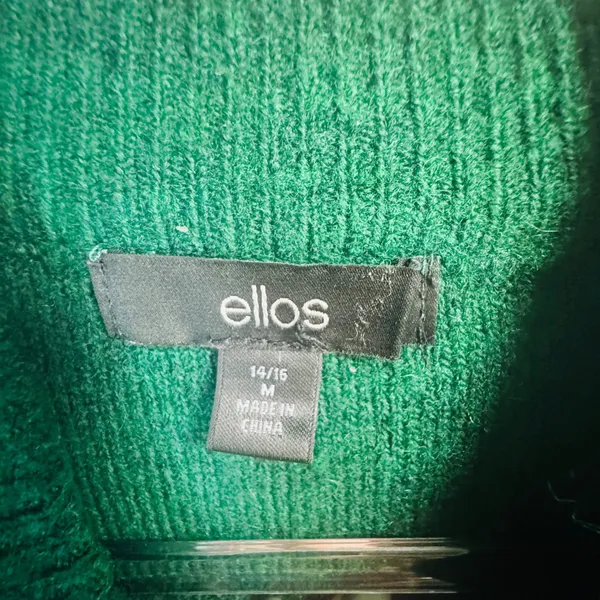 Ellos Green Mock Neck‎ Textured Sweater M 14/16 Cozy Cottagecore Academia Knit - Image 3