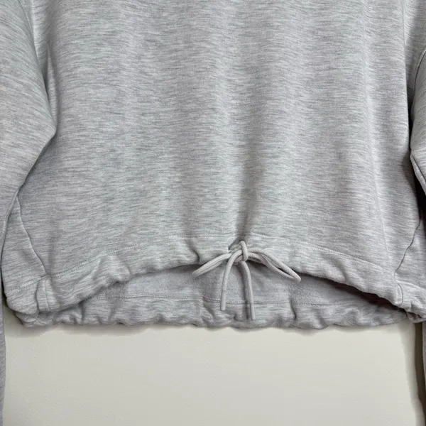 All in Motion Gray Cropped Sweatshirt Size XS Thumbholes Tie Hem Comfy - Image 3