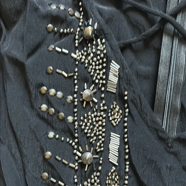 Cleobella Black Top with Silver Bead Details - Image 3