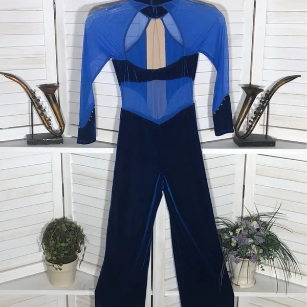 Vintage 90s dancer costume jumpsuit velvet sheer mesh balletcore punk goth alt - Image 4